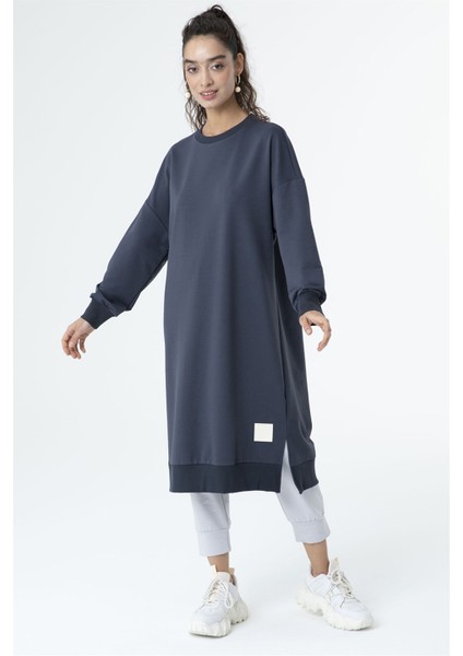 30645 Bisiklet Yaka 2 Iplik Uzun Diz Altı Tunik French Navy modelleri