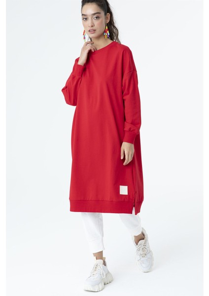 30645 Bisiklet Yaka 2 Iplik Uzun Diz Altı Tunik A.kırmızı