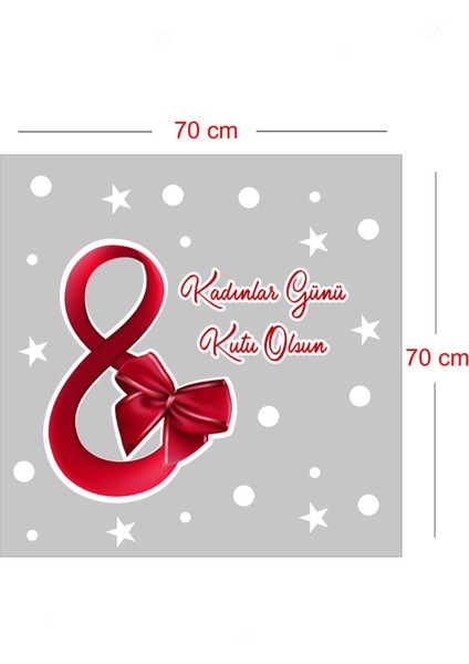 Kurdela ve 8 Mart Kadınlar Günü Kutlu Olsun Yazısı Cam Vitrin Stickerı fiyatları