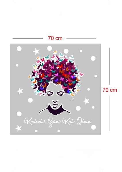 Kelebekler ve 8 Mart Kadınlar Günü Kutlu Olsun Indirim Yazısı Cam Vitrin Stickerı fiyatları