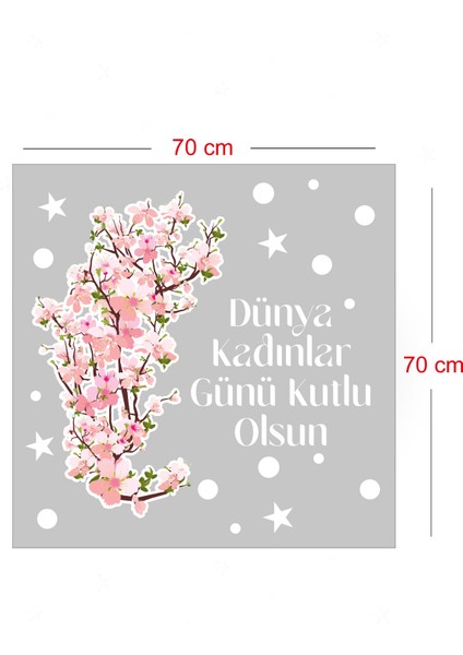 Çiçekler ve Kadınlar Günü Kutlu Olsun Yazısı Vitrin Cam Stickerı fiyatları