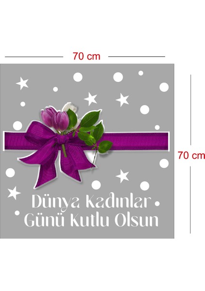 Mor Kurdela ve Kadınlar Günü Kutlu Olsun Yazısı Vitrin Cam Stickerı fiyatları