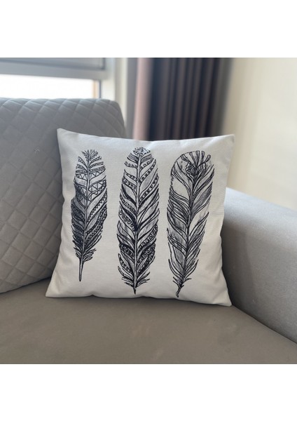 Tüy Desenli Dekoratif Kırlent Kılıfı