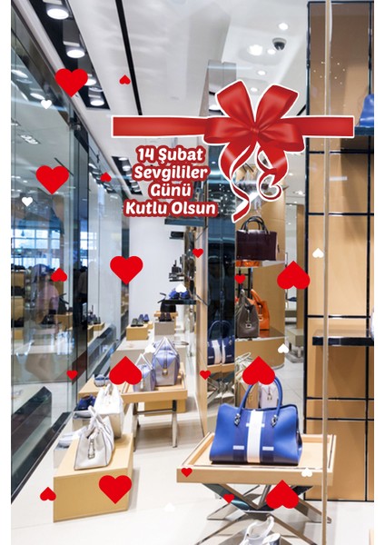 Hediye Paketleri ve Kalpler Sevgililer Gününe Özel Hediyeler Cam Vitrin Oda Stickerı 70CM fiyatları