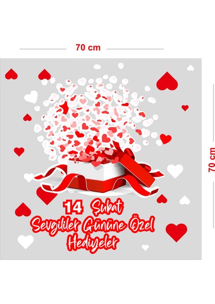Hediye Kutusu 14 Şubat Sevgililer Gününe Özel Hediyeler Cam Vitrin Oda Sticker 70CM