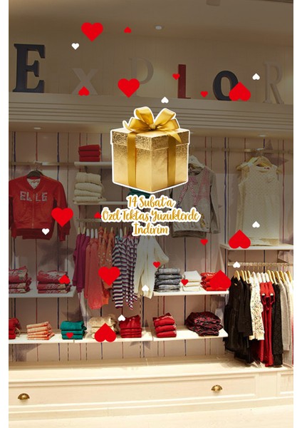 Kuyumculara Özel 14 Şubat’a Özel Tektaş Yüzüklerde Indirim Cam Vitrin Oda Stickerı 70CM