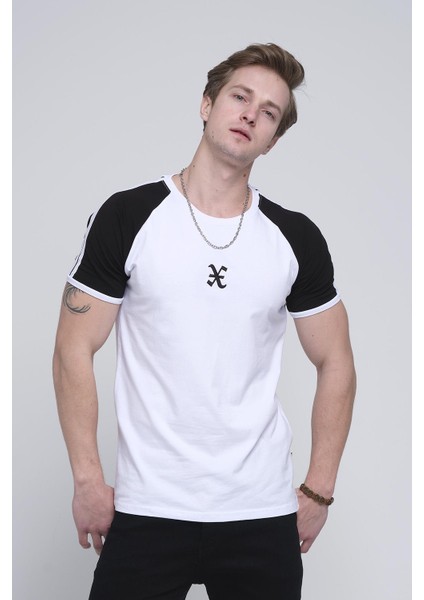 Linus Slim Fit Likralı Kol ve Omuz Şeritli Erkek Tshirt