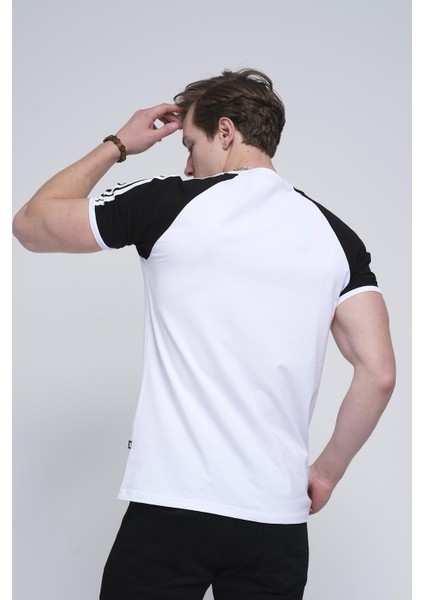 Linus Slim Fit Likralı Kol ve Omuz Şeritli Erkek Tshirt