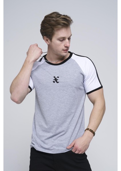 Linus Slim Fit Likralı Kol ve Omuz Şeritli Erkek Tshirt