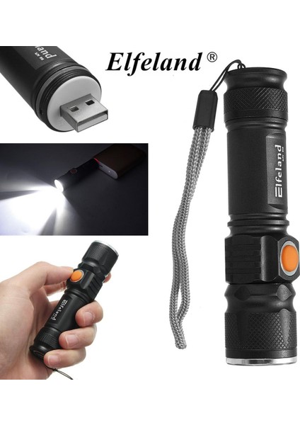 15000LM Elfeland T6 LED Zumlanabilir El Feneri 18650 Torch Lamba Işığı USB Şarj (Yurt Dışından)