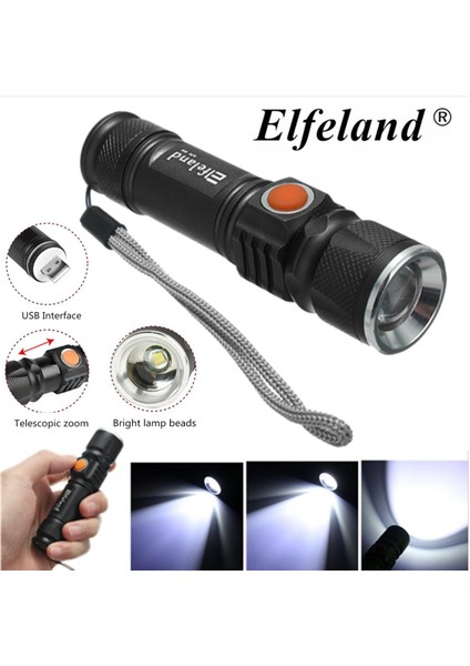 15000LM Elfeland T6 LED Zumlanabilir El Feneri 18650 Torch Lamba Işığı USB Şarj (Yurt Dışından) modelleri