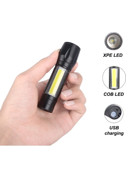 530 Xpe + Cob 600 Lümen Süper Parlak Mini 14500 El Feneri, Stretch Zoom USB Şarj Edilebilir Cep Mikro LED El Feneri Seti (Yurt Dışından) fırsatları