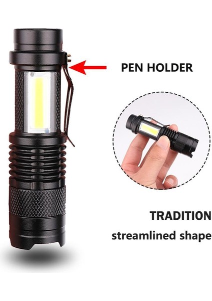 Poplikdfr Cob LED El Feneri Taşınabilir Mini Zoom El Feneri Dahili 1200MAH Pil (Yurt Dışından) fırsatları