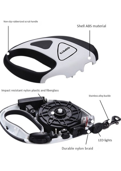 Qqpets 5 Metre Köpek Tasma Koşum Naylon Otomatik Geri Çekilebilir Çekiş Halatı Küçük Büyük Pet Malzemeleri Için LED El Feneri ile Alman Çoban Pug (Yurt Dışından) fırsatları