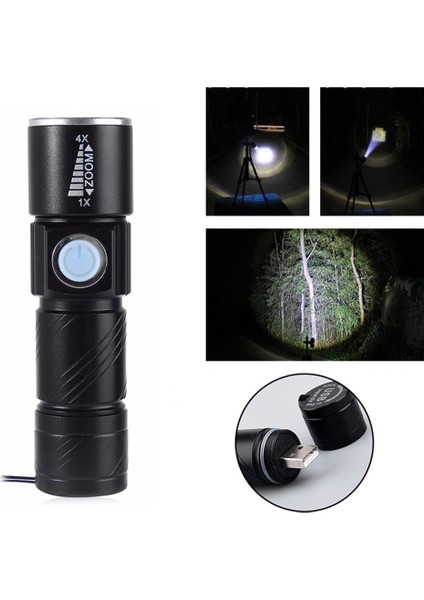 528 Xpe Q5 600 Lümen Süper Parlak Mini 16340 El Feneri, Uzatmalı Yakınlaştırma USB Şarj Edilebilir Cep Çok Işlevli LED El Feneri (Yurt Dışından) fiyatları