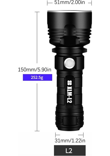 Süper Güçlü LED El Feneri Taktik Torç USB Şarj Edilebilir (Yurt Dışından) modelleri