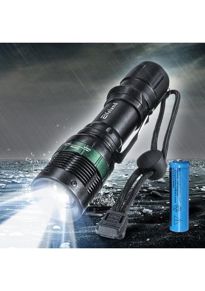 Elfeland 10000LM LED 3mode Zumlanabilir El Feneri + 18650 Pil +18650 (Yurt Dışından)