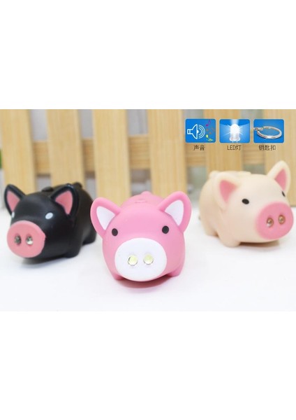 Sevimli Domuz LED Anahtarlıklar El Feneri Ses Halkaları Çizgi Film Sesi Işık Anahtarlıkları (Yurt Dışından) fırsatları