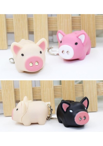 Sevimli Domuz LED Anahtarlıklar El Feneri Ses Halkaları Çizgi Film Sesi Işık Anahtarlıkları (Yurt Dışından) indirimleri