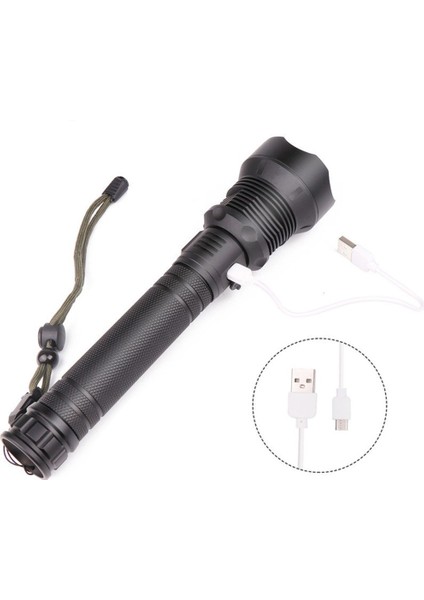 Bs 1 Takım USB Şarjlı Güç Göstergesi Alüminyum Alaşımlı XHP70 Yüksek Güç Teleskopik Zoom Dış Mekan El Feneri Kablo ile (Yurt Dışından) fiyatları