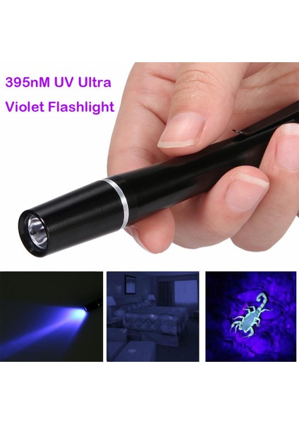 Uv Ultra Violet LED El Feneri 395NM Kalem Işığı LED El Feneri Mor Muayene (Yurt Dışından)