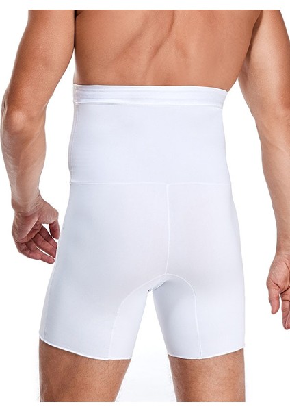 Dikişsiz Yüksek Bel Inceltici Etkili Sıkılaştırıcı Duble Erkek Boxer Korse Beyaz