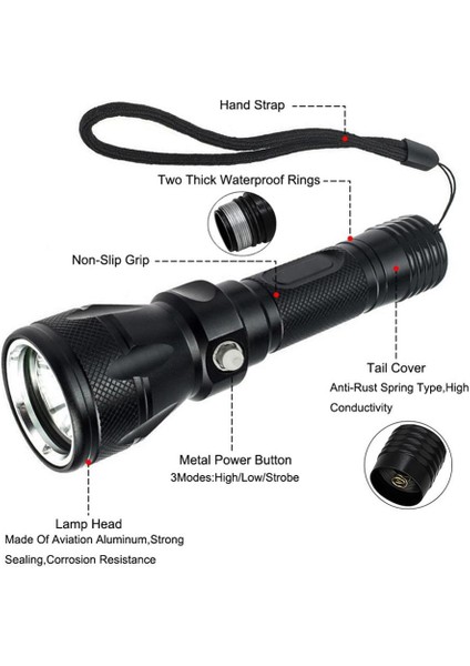 L2 Tüplü Dalış LED El Feneri 50M Sualtı IP68 Su Geçirmez 1600LM Süper Parlak Denizaltı El Feneri (Yurt Dışından) fırsatları