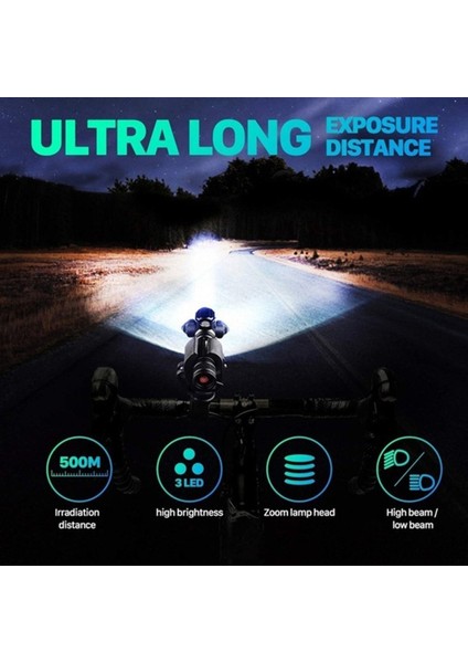 Te T6 LED Bisiklet Yol Işığı Dağ Bisikleti Ön Lamba Arka Işık USB Şarj Edilebilir Bisiklet Kafa Işığı Açık Gece Sürme Lambası (Yurt Dışından)