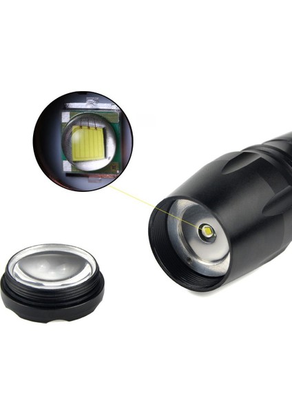 PX518 Xml-T6 1600 Lümen 5-Mode Yüksek Güçlü Doğrudan Şarj El Feneri, 18650 Kullanan Dış Mekan Yakınlaştırma Suya Dayanıklı Taktik LED El Feneri (Yurt Dışından)