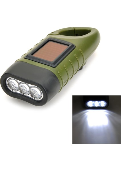 Solar El Kranklı 6lm 3-Led Beyaz El Feneri, Tokalı - Ordu Yeşili (Yurt Dışından)