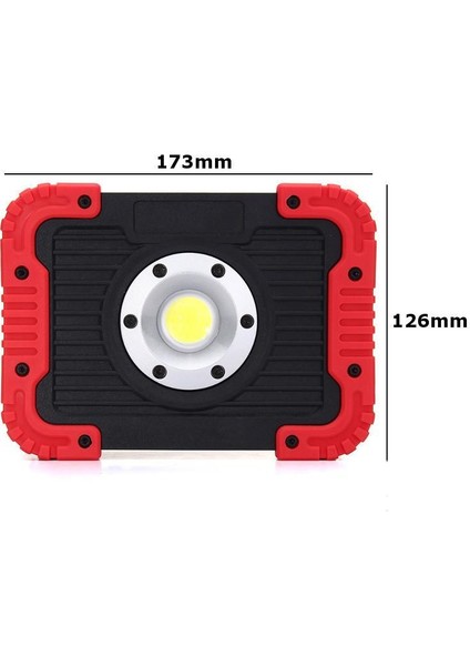 30W Cob LED Taşınabilir Pil Gücü Taşkın Spot Işık Çalışma Kampı Dış Mekan Lambası Kırmızı (Yurt Dışından)