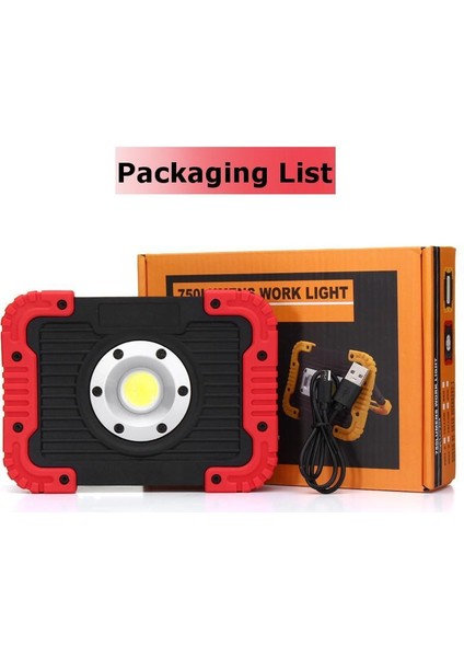 30W Cob LED Taşınabilir Pil Gücü Taşkın Spot Işık Çalışma Kampı Dış Mekan Lambası Kırmızı (Yurt Dışından)