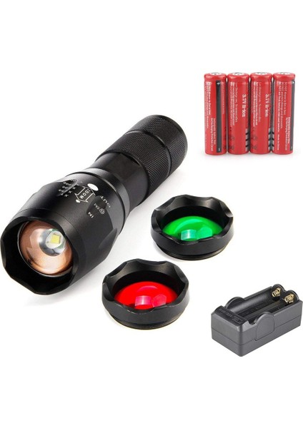 A100-3 Renkler 1000LM Xml-T6 Yüksek Güçlü LED El Feneri Ultra Parlak Dış Mekan Yakınlaştırma Taktik LED El Feneri 18650 Pil Seti (Yurt Dışından) fiyatları