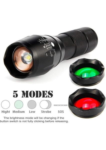 A100-3 Renkler 1000LM Xml-T6 Yüksek Güçlü LED El Feneri Ultra Parlak Dış Mekan Yakınlaştırma Taktik LED El Feneri 18650 Pil Seti (Yurt Dışından) indirimleri