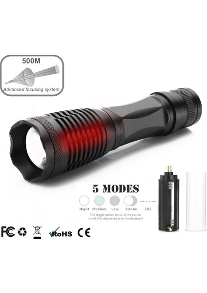 E6 Xml-T6 1000 Lümen 5 Modlu Yüksek Güçlü El Feneri Outdoor Ride Odaklama Su Geçirmez Taktik LED El Feneri (Yurt Dışından) fırsatları