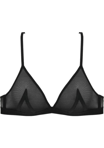 1895 Kadın Siyah Dikişsiz Baskılı Tül Sütyen