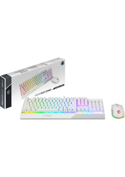 MSı Vigor GK30 Combo White Rgb Türkçe Clutch GM11 White Gaming Klavye Mouse Set Beyaz