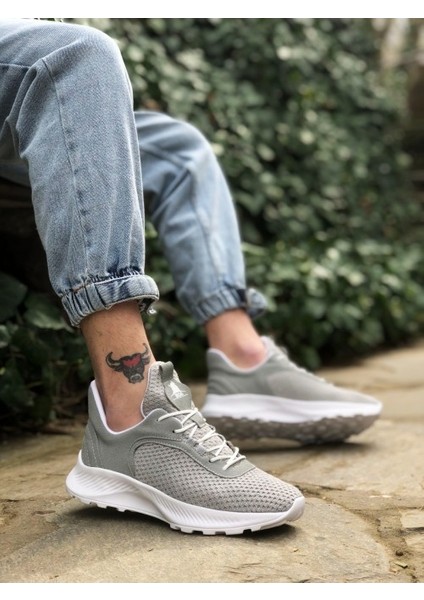 333 Triko Yüksek Taban Tarz Sneakers Gri Erkek Spor Ayakkabısı
