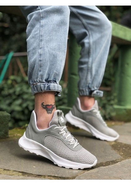 333 Triko Yüksek Taban Tarz Sneakers Gri Erkek Spor Ayakkabısı