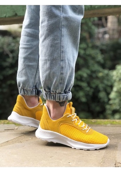 333 Triko Yüksek Taban Tarz Sneakers Sarı Erkek Spor Ayakkabısı
