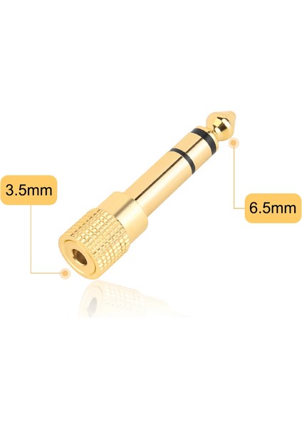 Gold 3.5mm To 6.3mm Çevirici 6.3 mm Erkek 3.5 mm Dişi Adaptör Stereo Kulaklık Mikrofon Dönüştürücü