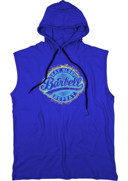 Barbell Unisex Kapşonlu Kolsuz T-Shirt Fitness Atleti