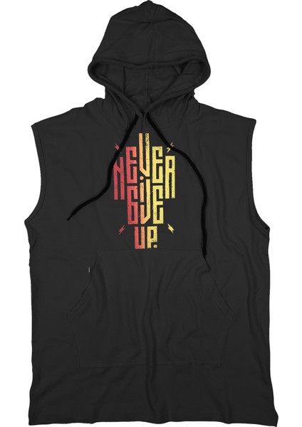 Ngup Unisex Kapşonlu Kolsuz T-Shirt Fitness Atleti %100 Pamuklu Modern Tasarım