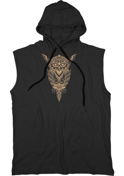 Owl Unisex Kapşonlu Kolsuz T-Shirt Fitness Atleti