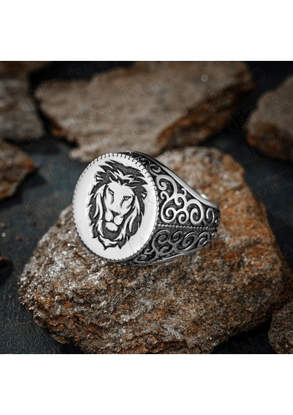 3D Asan Motifli 925 Ayar Gümüş Erkek Yüzük