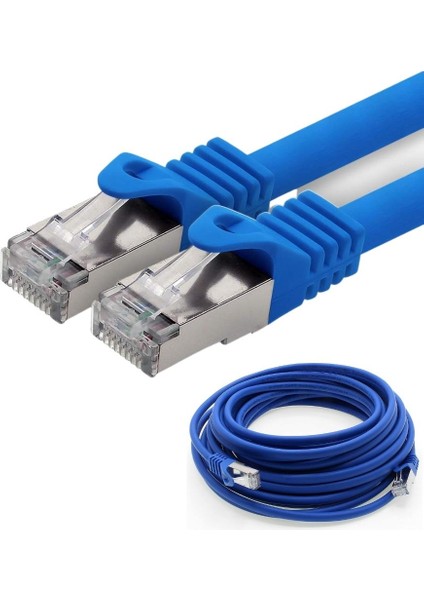 CAT7 S/FTP Ethernet (Network, LAN) Kablosu, Mavi, 50 cm