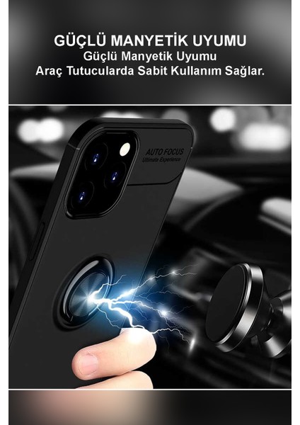 Caseworld Samsung Galaxy S22 Kılıf Renkli Yüzüklü Manyetik Silikon Kapak Siyah - Kırmızı