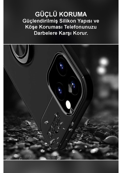 Samsung Galaxy S22 Plus Kılıf Renkli Yüzüklü Manyetik Silikon Kapak Siyah - Siyah