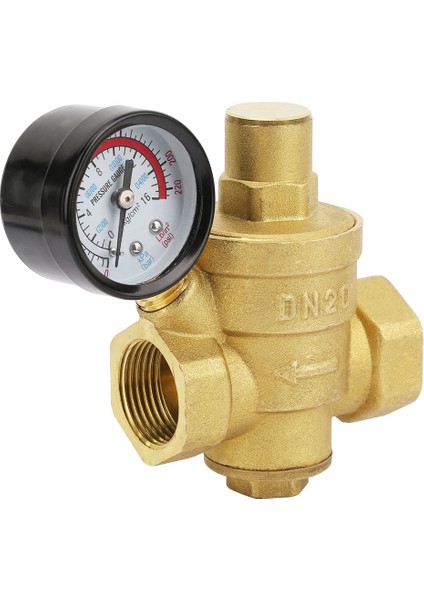 DN20 Ayarlanabilir Pirinç Su Basınç Regülatörü, Gösterge Ölçerli(Yurt Dışından)