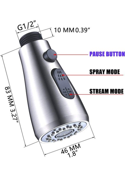 Musluk Püskürtme Kafasını Aşağı Çekin Mutfak Musluk Memesi Lavabo Bataryası Yedek Kafa fiyatları